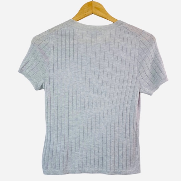 J.CREW 2023 Women’s Gray Silk-Cashmere Blend Ribbed Cropped T-Shirt Size Small - Picture 2 of 14